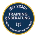 Startseite | Krisenmanagement Iso 22301 business continuity management badge in deutsche akademie für krisenmanagement branding colors