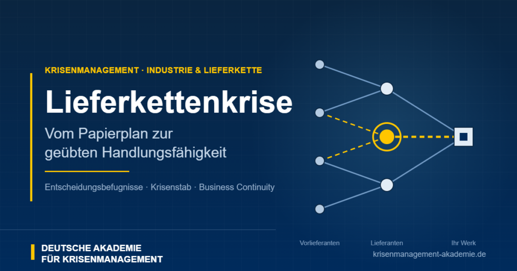 Lieferkettenkrise: Entscheidungswege im Krisenstab beim Ausfall eines kritischen Lieferanten – Deutsche Akademie für Krisenmanagement