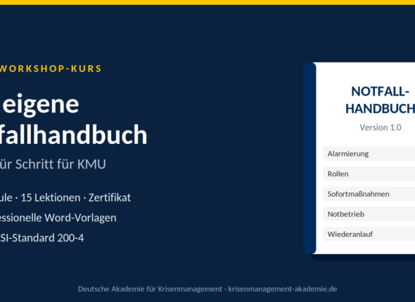 Online-Kurs Das eigene Notfallhandbuch: Schritt für Schritt für KMU – 5 Module, 6 Word-Vorlagen, Zertifikat
