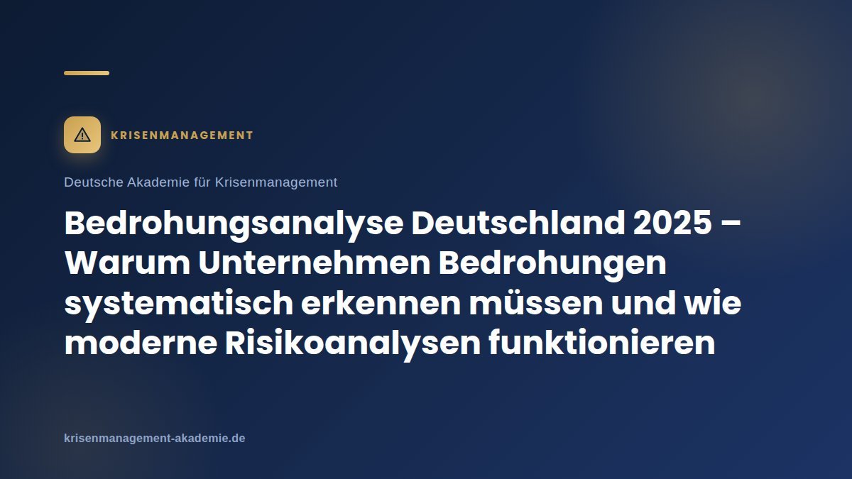 Bedrohungsanalyse deutschland 2025 – warum unternehmen bedrohungen systematisch erkennen müssen und wie moderne risikoanalysen funktionieren | deutsche akademie für krisenmanagement