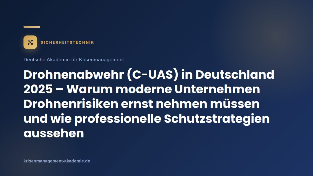 Drohnenabwehr (cuas) in deutschland 2025 – warum moderne unternehmen drohnenrisiken ernst nehmen müssen und wie professionelle schutzstrategien aussehen | deutsche akademie für krisenmanagement