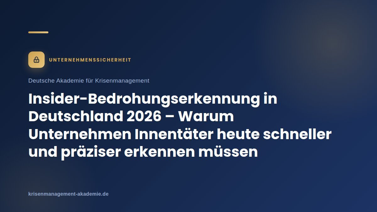 Insiderbedrohungserkennung in deutschland 2026 – warum unternehmen innentäter heute schneller und präziser erkennen müssen | deutsche akademie für krisenmanagement