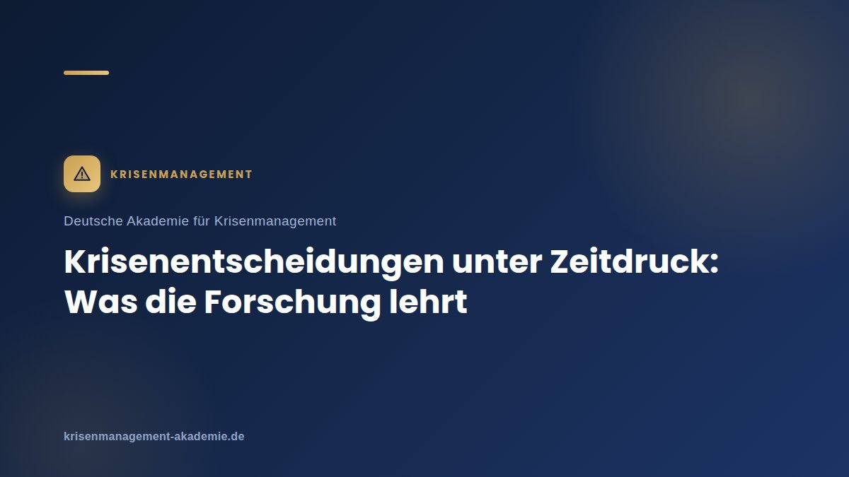 Krisenentscheidungen Unter Zeitdruck: Was Die Forschung Lehrt | Krisenmanagement Krisenentscheidungen unter zeitdruck: was die forschung lehrt | deutsche akademie für krisenmanagement