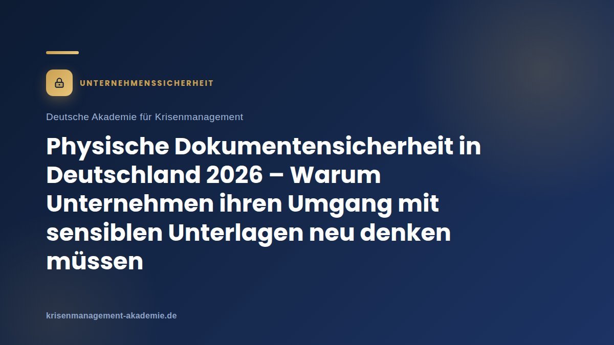 Physische dokumentensicherheit in deutschland 2026 – warum unternehmen ihren umgang mit sensiblen unterlagen neu denken müssen | deutsche akademie für krisenmanagement