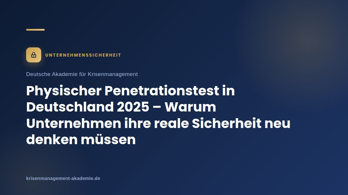 Physischer penetrationstest in deutschland 2025 – warum unternehmen ihre reale sicherheit neu denken müssen | deutsche akademie für krisenmanagement