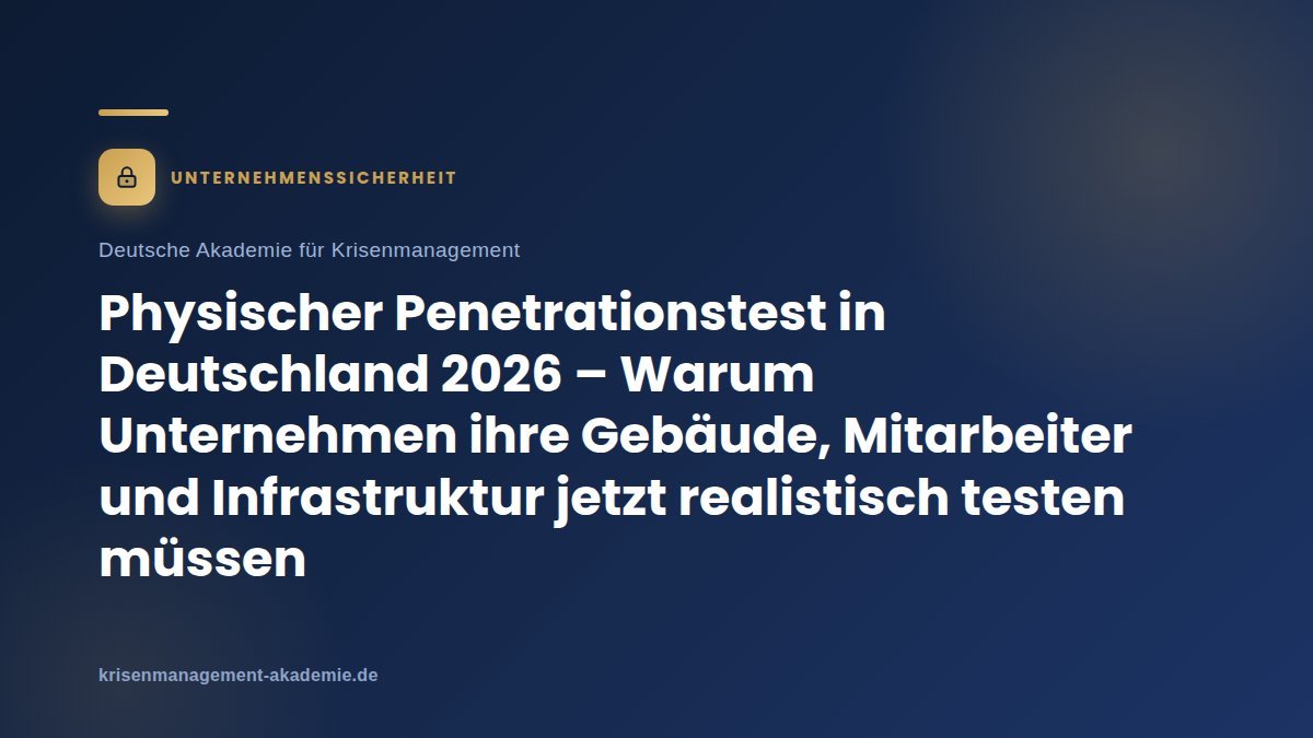 Physischer penetrationstest in deutschland 2026 – warum unternehmen ihre gebäude, mitarbeiter und infrastruktur jetzt realistisch testen müssen | deutsche akademie für krisenmanagement