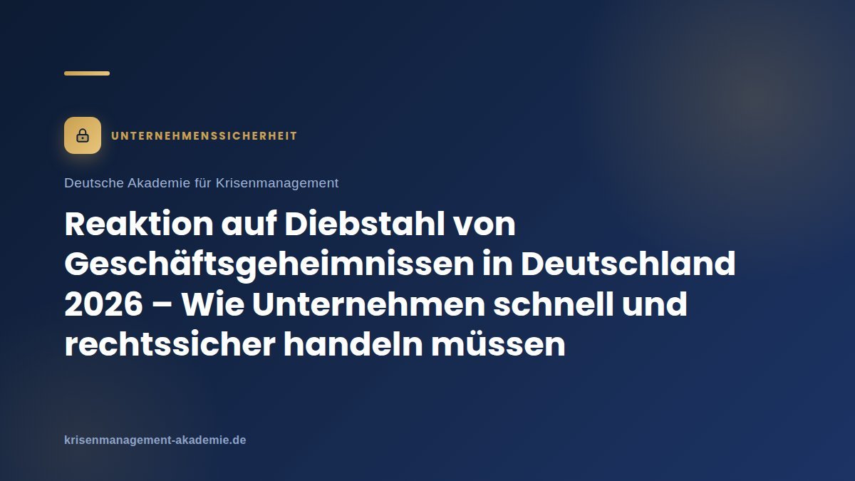 Reaktion auf diebstahl von geschäftsgeheimnissen in deutschland 2026 – wie unternehmen schnell und rechtssicher handeln müssen | deutsche akademie für krisenmanagement