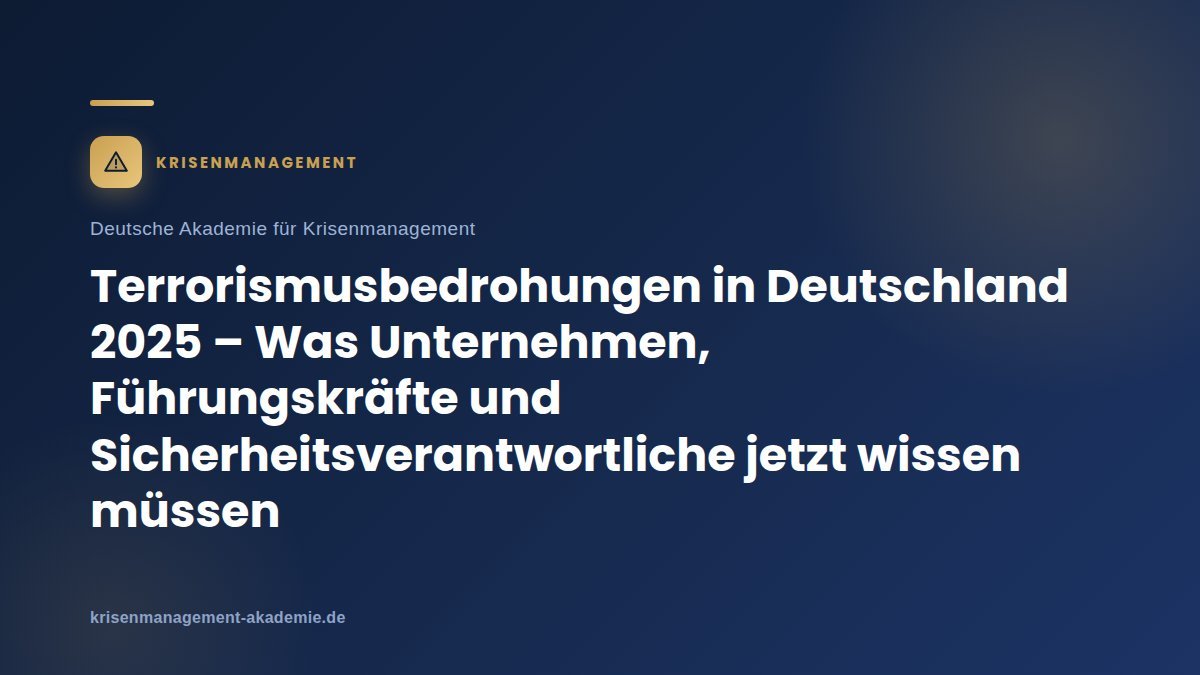Terrorismusbedrohungen In Deutschland 2025 – Was Unternehmen, Führungskräfte Und Sicherheitsverantwortliche Jetzt Wissen Müssen | Krisenmanagement Terrorismusbedrohungen in deutschland 2025 – was unternehmen, führungskräfte und sicherheitsverantwortliche jetzt wissen müssen | deutsche akademie für krisenmanagement