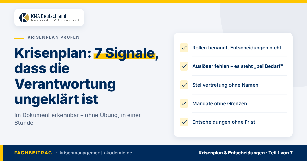 Sieben signale für ungeklärte verantwortung im krisenplan als checkliste. Kma deutschland.