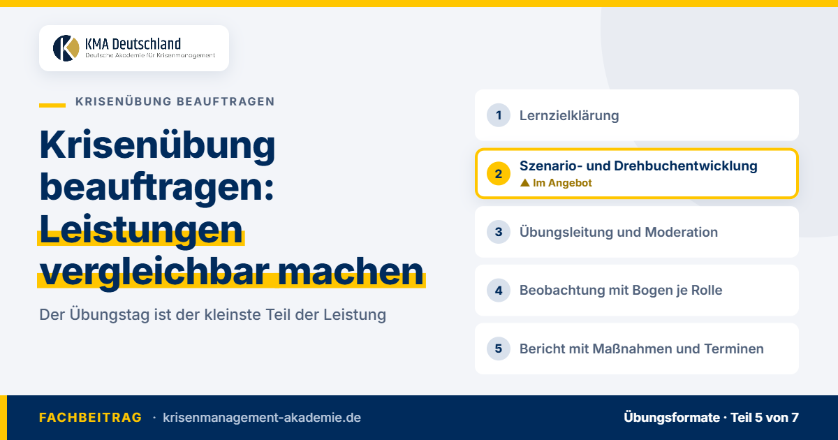 Leistungsbestandteile einer beauftragten krisenübung als liste. Kma deutschland.