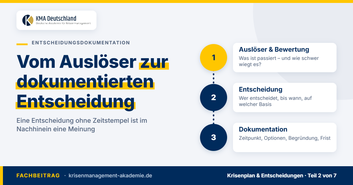 Vom Auslöser Zur Dokumentierten Entscheidung | Krisenmanagement Von auslöser und bewertung über die entscheidung zur dokumentation. Kma deutschland.