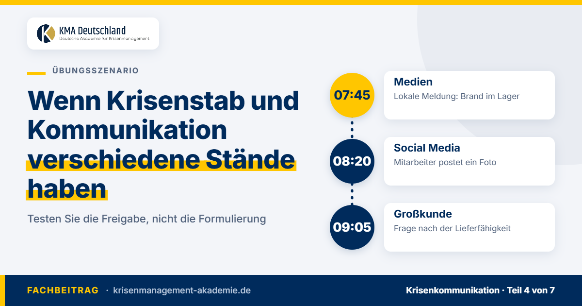 Übungsszenario: Wenn Krisenstab Und Kommunikation Verschiedene Stände Haben | Krisenmanagement Übungsszenario krisenkommunikation in drei einspielungen. Kma deutschland.